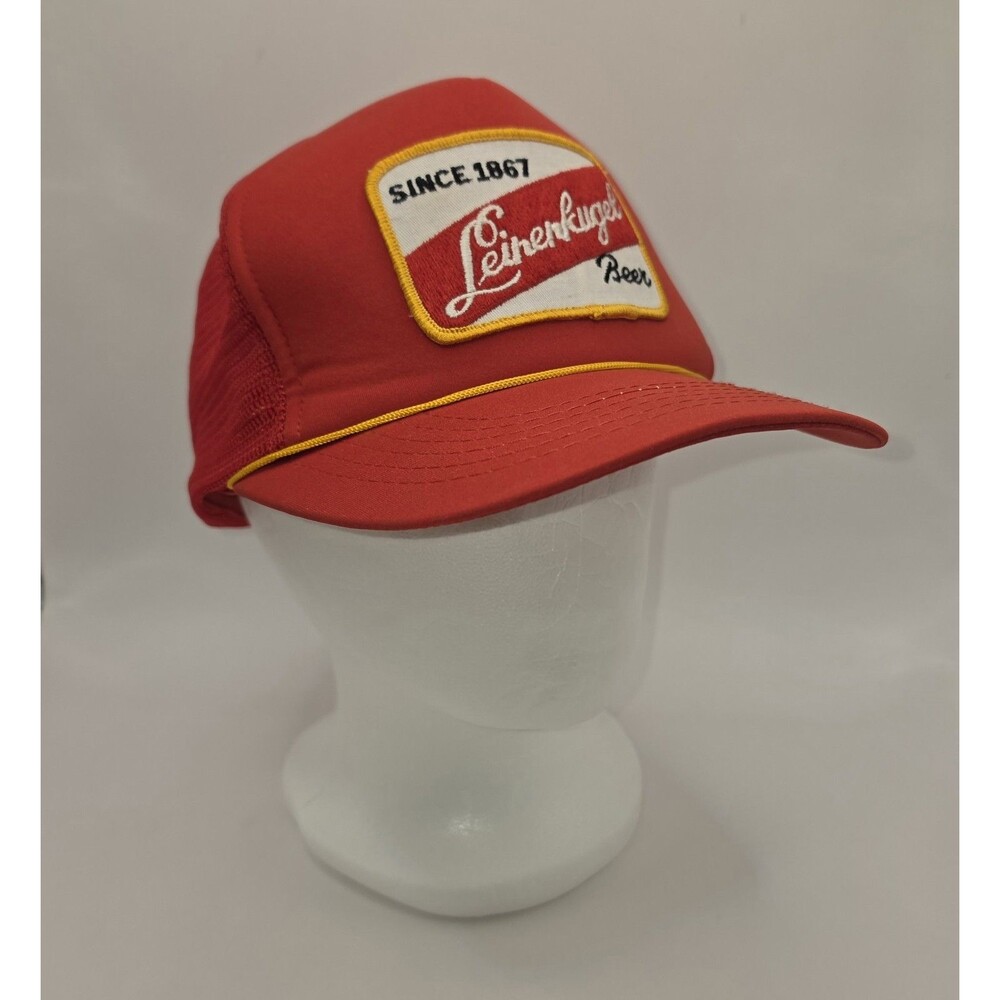 Vintage Leinenkugel Beer Hat Cap Foam Snap Back Red Patch Embroidered